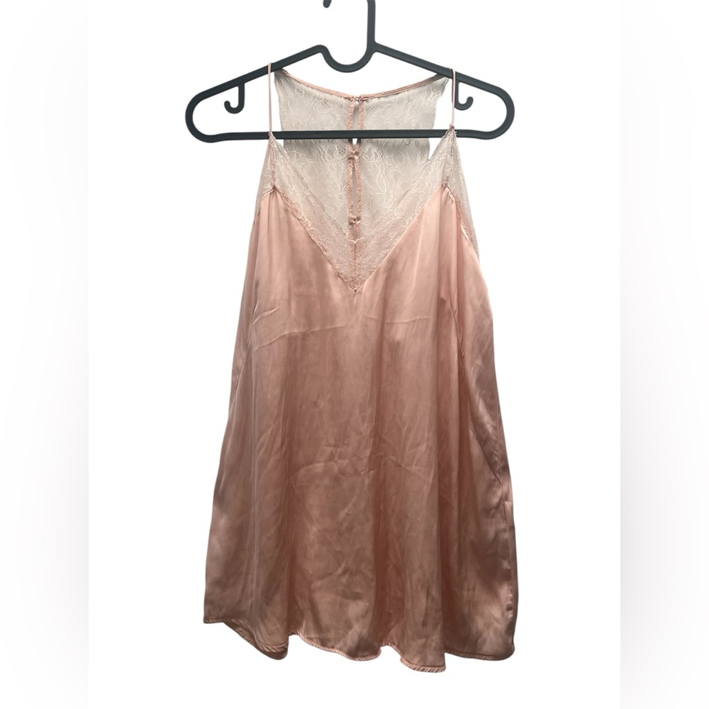 Zara Satin Lace-Trim Slip Dress - Rose